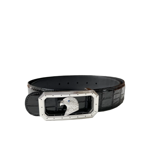 134 长方银鹰扣鳄鱼皮