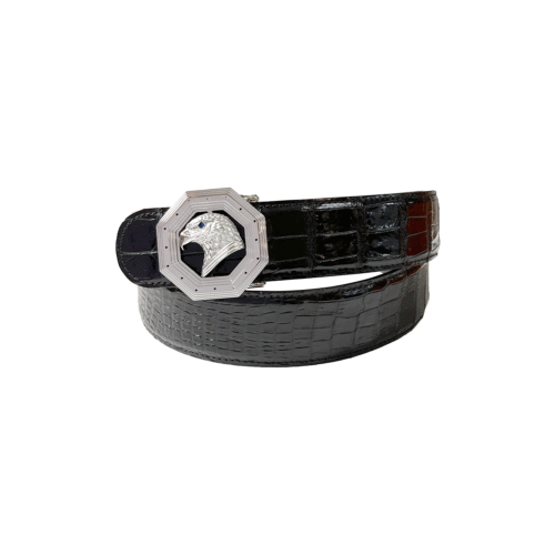 八角银鹰扣鳄鱼皮