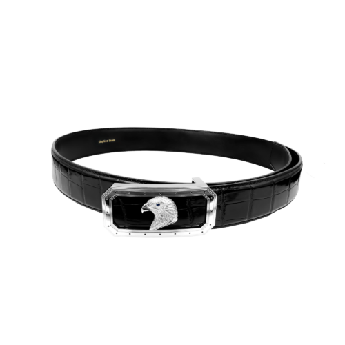 长方银鹰扣鳄鱼皮腰带