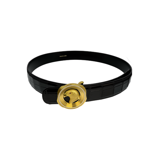 镶钻正圆金鹰扣鳄鱼皮腰带