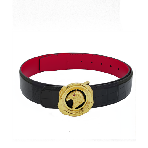 红底双面正圆金鹰鳄鱼皮腰带