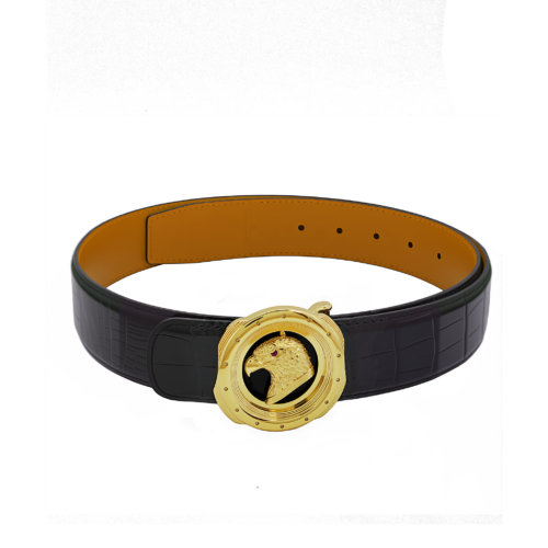 棕底双面正圆金鹰鳄鱼皮腰带
